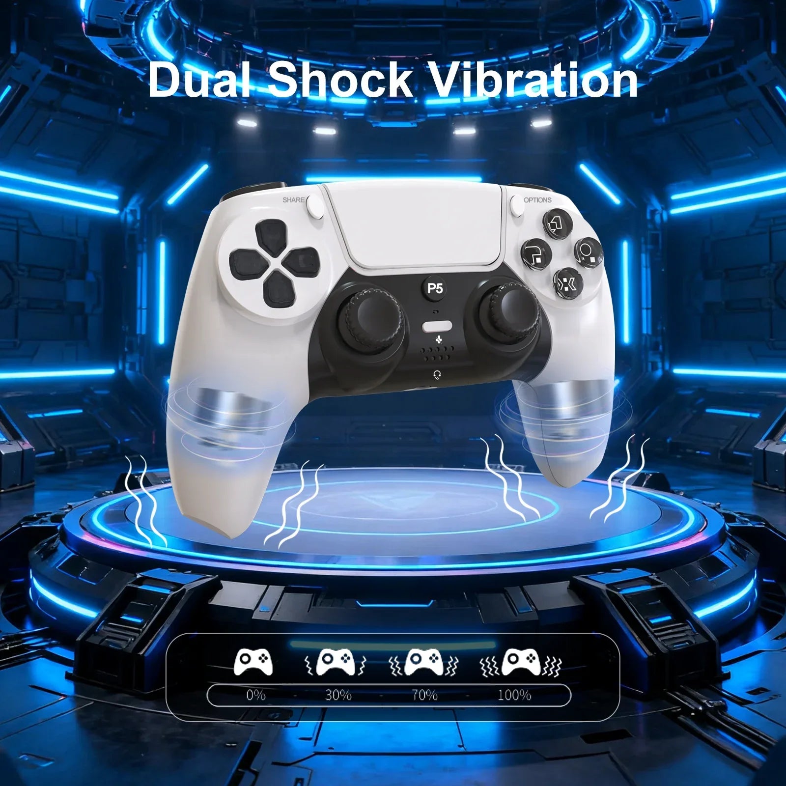 GAMINJA BT Gamepad Transparent Crystal Buttons Six-Axis Gyroscope Ergonomic Design Compatible For PS5 Wireless Controller