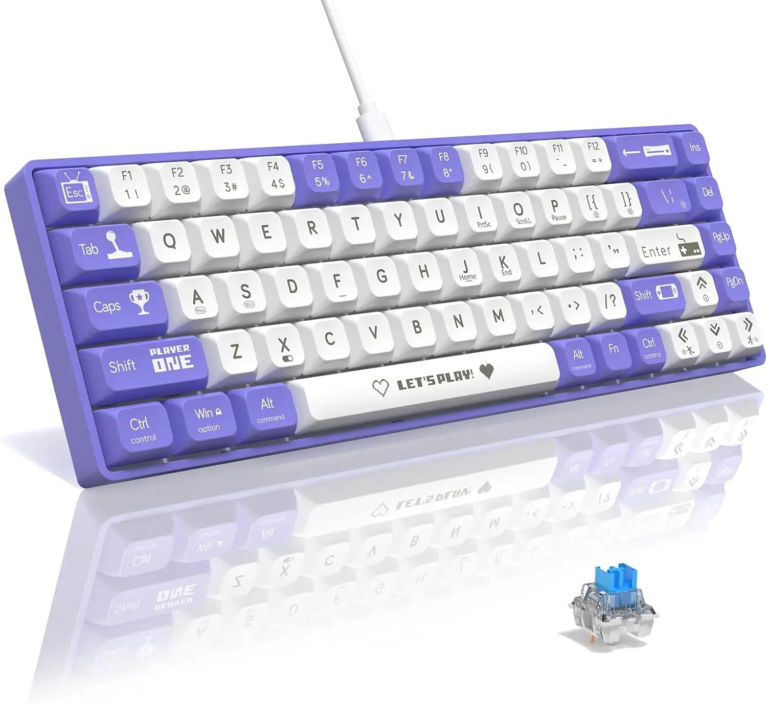 MAMBASNAKE x ATTACK SHARK AK680 65% Wired Mechanical Gaming Keyboard,Hot-Swappable,RGB Rainbow Backlit