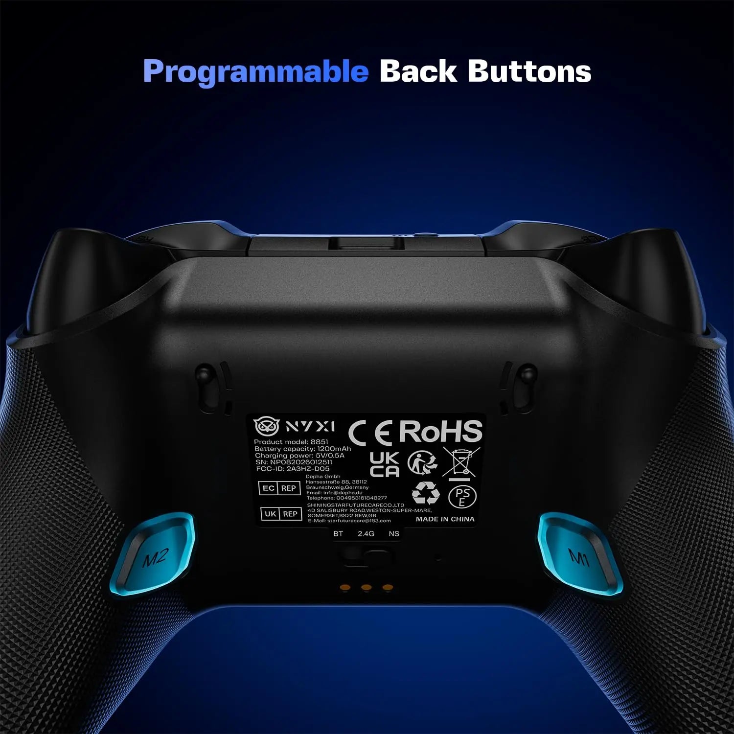 Adjustable Tension Gaming Controller with Zero Drift Joysticks, Hall Triggers, 1200mAh Battery & Dock for PC/Switch/Android/TV