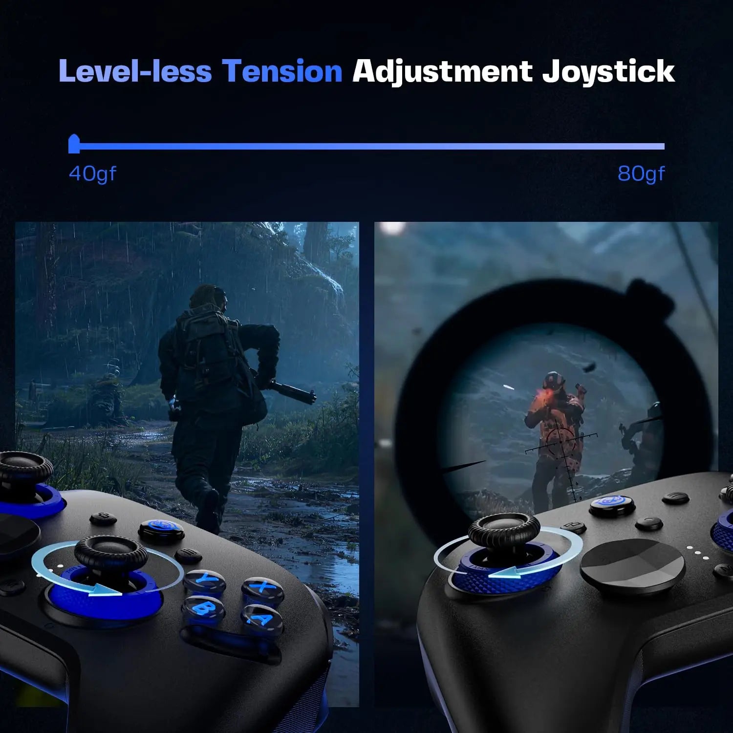Adjustable Tension Gaming Controller with Zero Drift Joysticks, Hall Triggers, 1200mAh Battery & Dock for PC/Switch/Android/TV